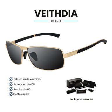 LENTES SOL UV400 VEITHDIA RETRO POLARIZADOS DORADO
