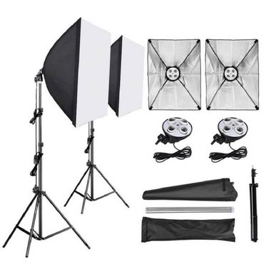 SET ILUMINACION WEIFENG 2 SOFTBOX 4 FOCOS ESPIRAL 45 WATTS