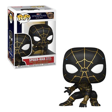 FIGURA FUNKO POP VINYL MARVEL SPIDER MAN BLACK Y GOLD SUIT 911 - 1