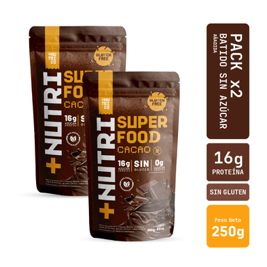 Pack x2 Batido Nutricional Superfood Cacao 250g Nutri Co
