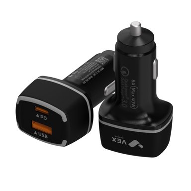 CARGADOR AUTO 8A 2 PUERTOS MICRO + CABLE
