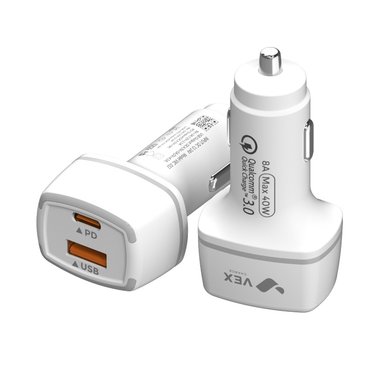 CARGADOR AUTO 8A 2 PUERTOS MICRO + CABLE