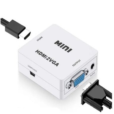 ADAPTADOR UNIVERSAL HDMI COMPATIBLE VGA 1080P FULL HD BLANCO - 1