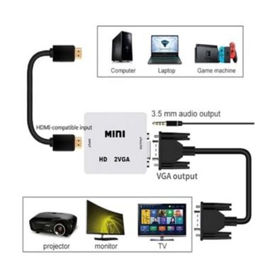 ADAPTADOR UNIVERSAL HDMI COMPATIBLE VGA 1080P FULL HD BLANCO - 5