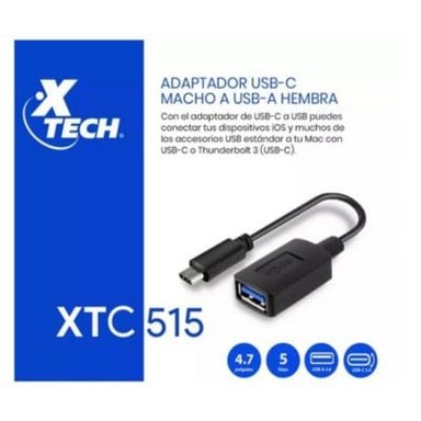 ADAPTADOR XTECH XTC 515 USB-C A USB-A HEMBRA CABLE DATOS - 1