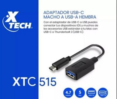 ADAPTADOR XTECH XTC 515 USB-C A USB-A HEMBRA CABLE DATOS - 3