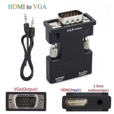 ADAPTADOR CONVERTIDOR HDMI A VGA AUDIO 3.5 MM HD 1080P - 1