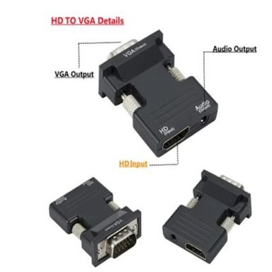 ADAPTADOR CONVERTIDOR HDMI A VGA AUDIO 3.5 MM HD 1080P - 2