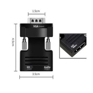 ADAPTADOR CONVERTIDOR HDMI A VGA AUDIO 3.5 MM HD 1080P - 3