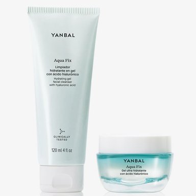 SET LIMPIADOR YANBAL RUTINA AQUA FIX AQUA FIX MUJER + GEL ULTRA HIDRATANTE ÁCIDO HIALURÓNICO