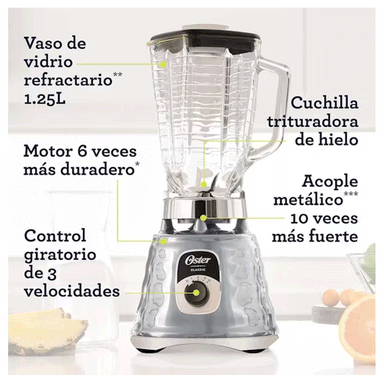 LICUADORA OSTER BLST4655 CLASICA CROMADA CON PERILLA ERGONOMICA - 4