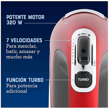 BATIDORA DE MANO OSTER FPSTHM360R 7 VELOCIDADES + FUNCIÓN TURBO - 2