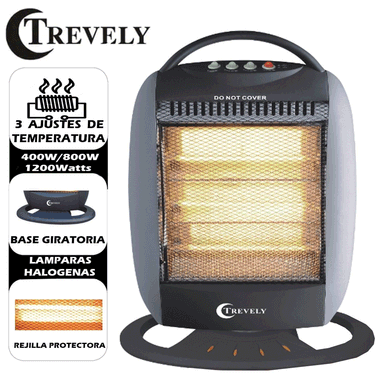 CALENTADOR ELÉCTRICO TREVELY HALÓGENO 1200W TCH-020 - 2