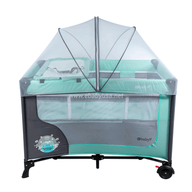 CUNA CORRAL EBABY EB727-2 METAL VERDE AGUA - 2