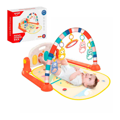 GIMNASIO HUANGER CON PIANO MUSICAL BUHO HE0650 NARANJA BEBE
