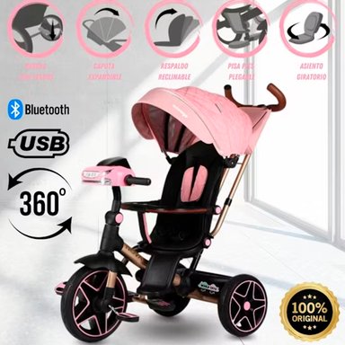 TRICICLO NOVA GIRATORIO 360° USB BLUETOOTH TELA UV