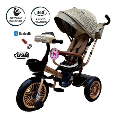 TRICICLO ASIENTO GIRATORIO VOYAGE GOLDEN CON TELA UV BEIGE