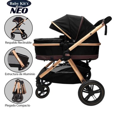 COCHE CUNA MOISES BABY KITS NEO NEGRO
