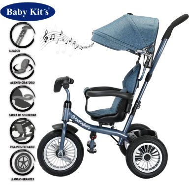 TRICICLO BABY KITS 360° MUSICAL CON LUCES 1326 AZUL