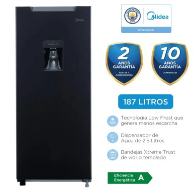 REFRIGERADORA MONOPUERTA MIDEA 187L NEGRA MDRD190ANLXW