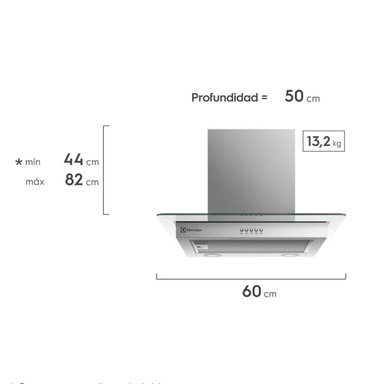CAMPANA DE PARED 60CM EFFICIENT ACERO INOXIDABLE CE6VX ELECTROLUX - 3