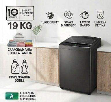 LAVADORA 19 KG TURBODRUM CARGA SUPERIOR NEGRO WT19BVTB - 2