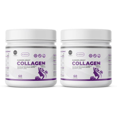 COLÁGENO GOMITAS RESVERATROL BIOTINA ZINC VITAMINA C FRASCOS GUMMIES ADULT NIBRAY PACK X2