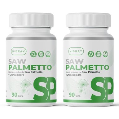 SUPLEMENTOS NIBRAY SAW PALMETTO CON CHANCAPIEDRA 90 CÁPSULAS PACK 2 FRASCOS