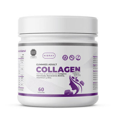 COLÁGENO GOMITAS CON RESVERATROL BIOTINA ZINC VITAMINA C GUMMIES ADULT NIBRAY