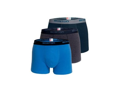 PACK 3 BÓXERS LICRA BOSTON CORTO RIB DO MULTICOLOR