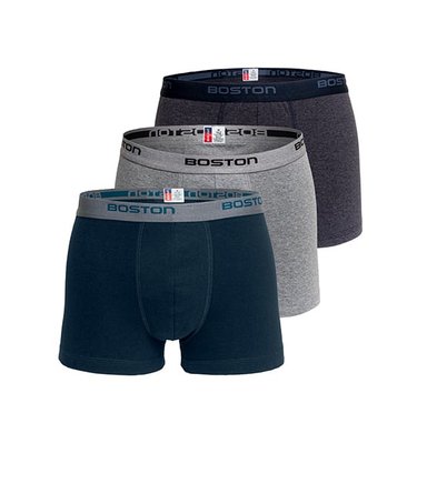 PACK 3 BÓXERS HOMBRE BOSTON CORTO RIB LICRADO MULTICOLOR