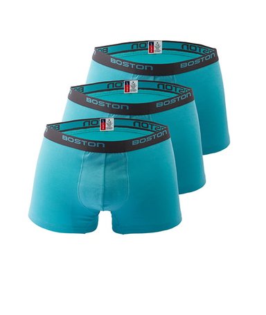 PACK 3 BÓXERS HOMBRE BOSTON CORTO RIB LICRADO TURQUESA