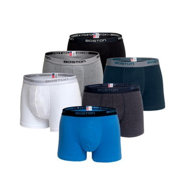 PACK 6 BÓXERS HOMBRE BOSTON CORTO RIB LICRADO MULTICOLOR