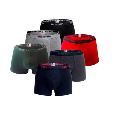PACK 6 BÓXERS HOMBRE BOSTON CORTO RIB LICRADO MULTICOLOR