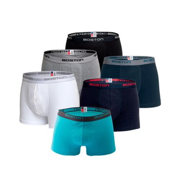 PACK 6 BÓXERS HOMBRE BOSTON CORTO RIB LICRADO MULTICOLOR