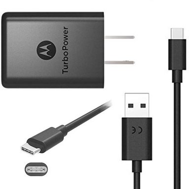 CARGADOR MOTOROLA ORIGINAL 3A TURBOPOWER +CABLE C NUEVO NEGRO