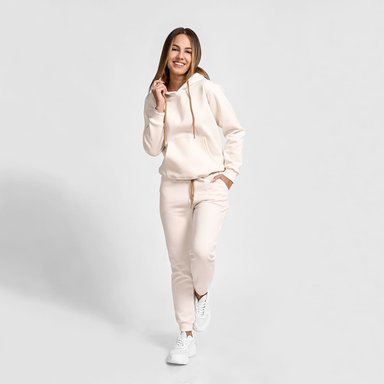 CONJUNTO BUZO ALGODÓN MUJER ONHUL CREMA DE POLERA CAPUCHA + JOGGER