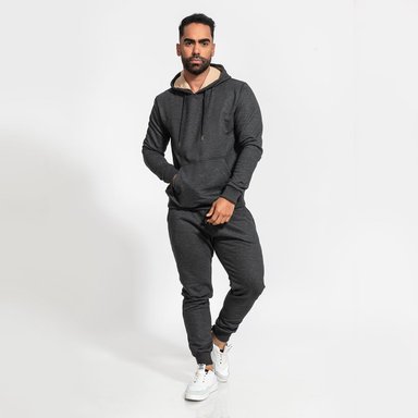 CONJUNTO BUZO AFRANELADO POLERA Y JOGGER PARA HOMBRE GRIS