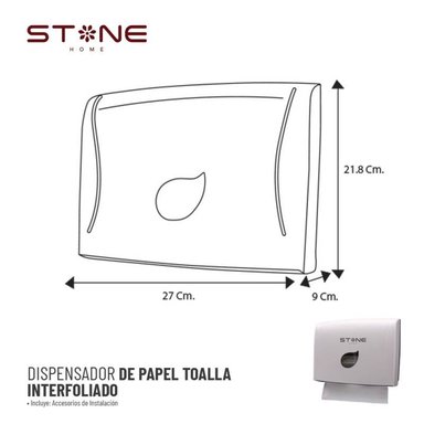 DISPENSADOR DE PAPEL TOALLA INTERFOLEADO BLANCO LINEA CLERK - STONE - 3