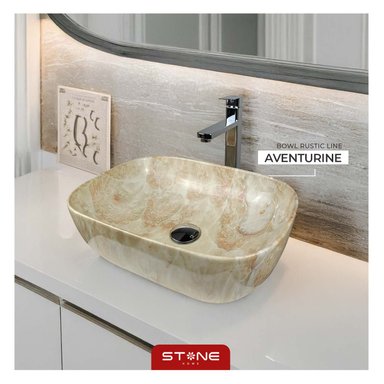 LAVAMANOS STONE HOME RUSTIC LINE AVENTURINE CREMA MINIMALISTA