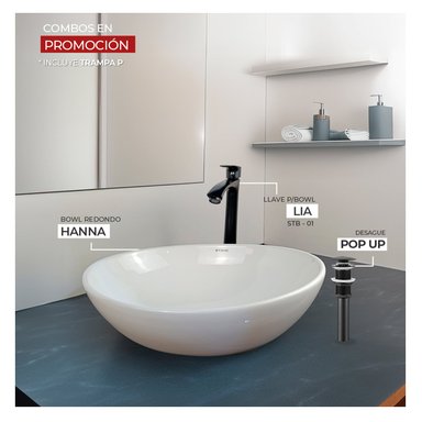 COMBO BOWL HANNA + LIA STB  DESAGUE SREBOSE Y TRAMPA P STONE