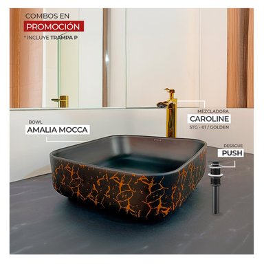 COMBO STONE HOME BOWL AMALIA MOCCA + CAROLINE STG + DESAGUE + TRAMPA P
