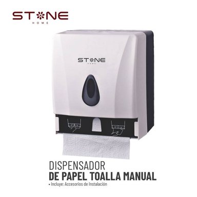DISPENSADOR PAPEL TOALLA STONE HOME CLERK BLANCO ROLLO MANUAL LINEA