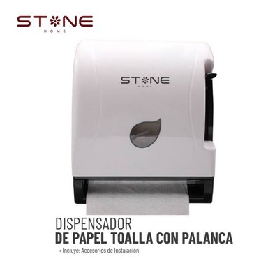 DISPENSADOR PAPEL TOALLA STONE HOME CLERK BLANCO CON PALANCA LINEA