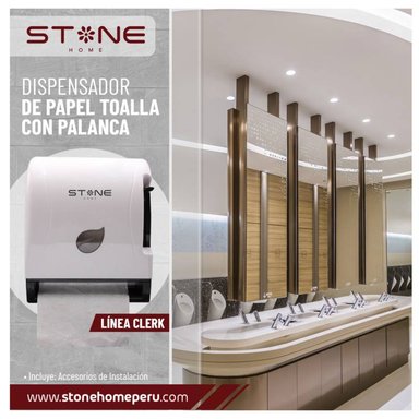 DISPENSADOR PAPEL TOALLA STONE HOME CLERK BLANCO CON PALANCA LINEA - 2