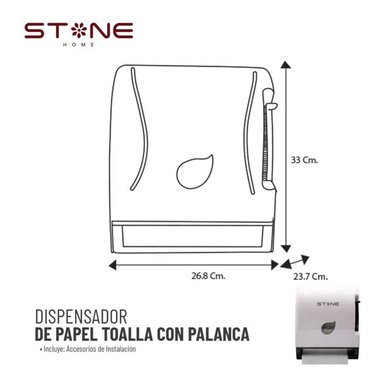 DISPENSADOR PAPEL TOALLA STONE HOME CLERK BLANCO CON PALANCA LINEA - 3