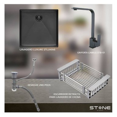COMBO LAVADERO  LUXURE STLU4545+ CAMILE STB-01 CON ESCURRIDOR - 2