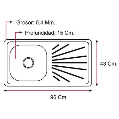 LAVADERO STONE HOME STL9643 ACERO INOXIDABLE PLATEADO PRIME - 3