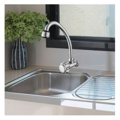 GRIFERÍA RUMI QORI R-03 LLAVE DE COCINA A LA PARED PLATEADO