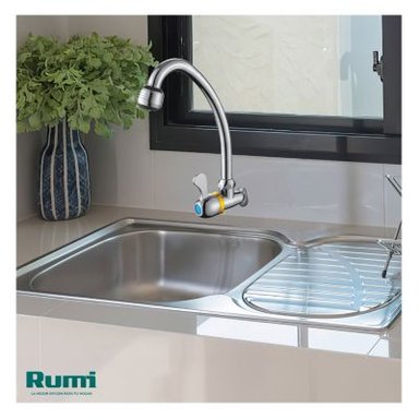 GRIFERÍA RUMI QORI R-02 LLAVE DE COCINA A LA PARED QORI R-01 CROMADA